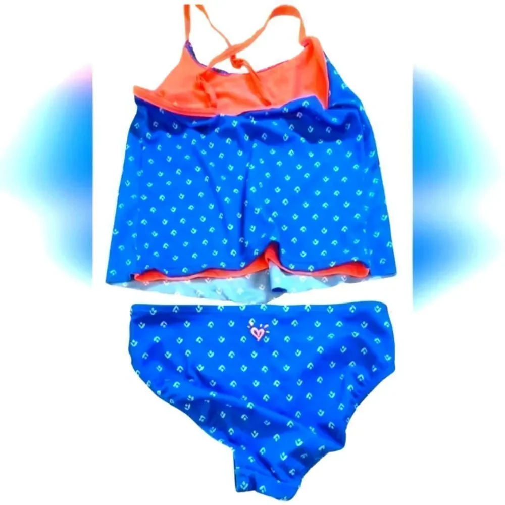 Justice Tankini 2-Pc‎ Swimsuit Mandela Flower Print Girls sz 10